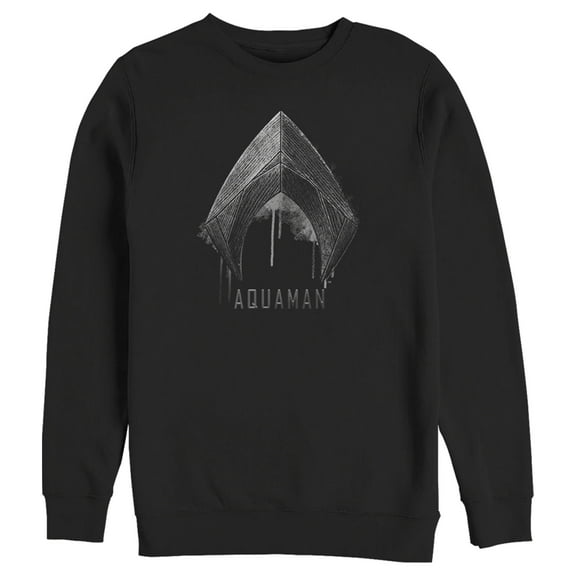 Men's Zack Snyder Justice League Aquaman Silver Logo  Sweatshirt Black 3X Large