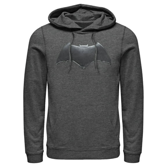 Men's Zack Snyder Justice League Batman Logo Pull Over Hoodie Charcoal Heather Large