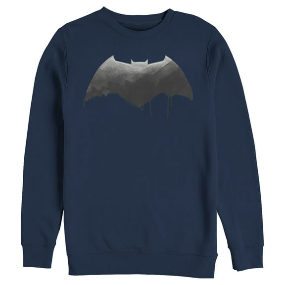 Men's Zack Snyder Justice League Batman Silver Logo  Sweatshirt Navy Blue Large
