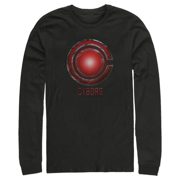 Men's Zack Snyder Justice League Cyborg Logo  Long Sleeve Shirt Black X Large