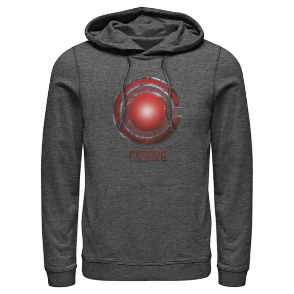 Men's Zack Snyder Justice League Cyborg Logo Pull Over Hoodie Charcoal Heather Medium
