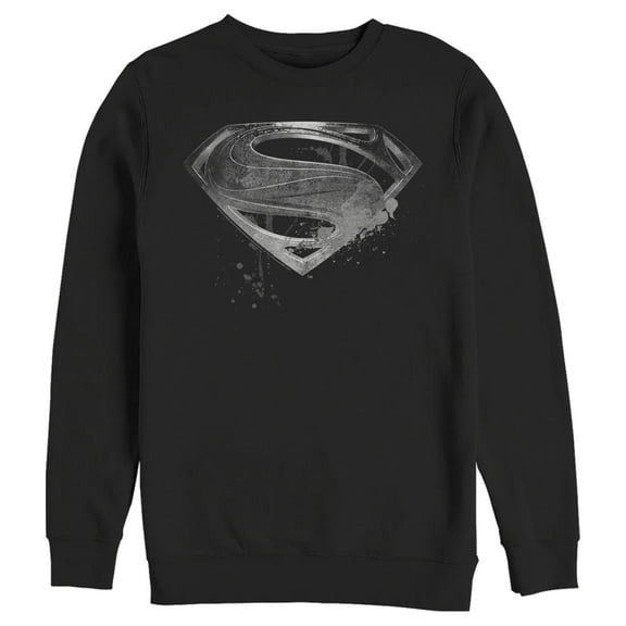 Men's Zack Snyder Justice League Superman Silver Logo Sweatshirt Black X Large