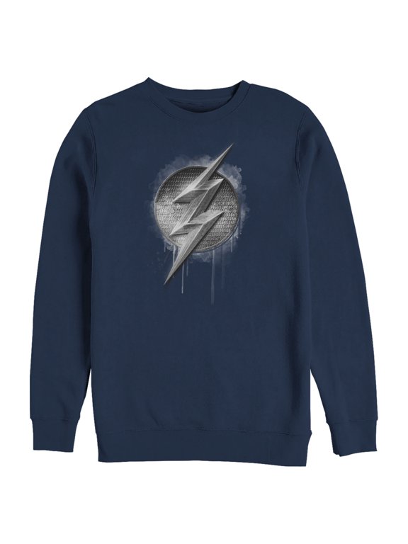 Men's Zack Snyder Justice League The Flash Silver Logo Sweatshirt Navy Blue X Large