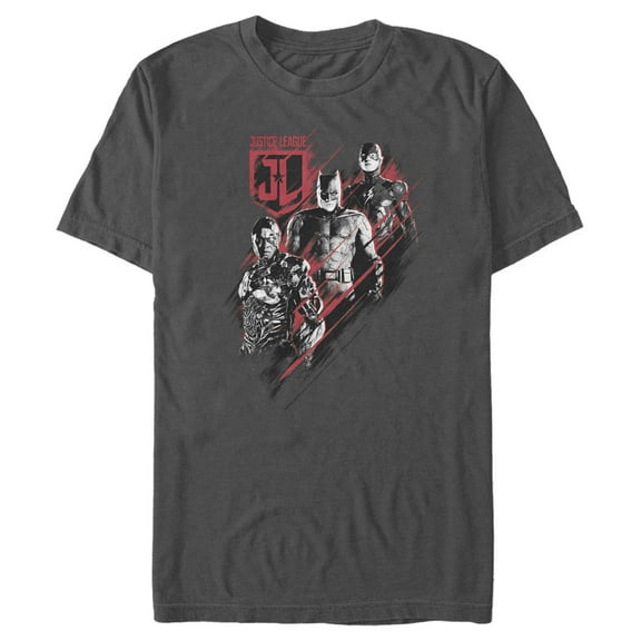 Men's Zack Snyder Justice League Triple Threat Team Graphic Tee Charcoal 3X Large