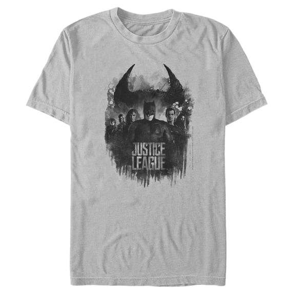 Men's Zack Snyder Justice League Watercolor Group Shot Graphic Tee Silver Large