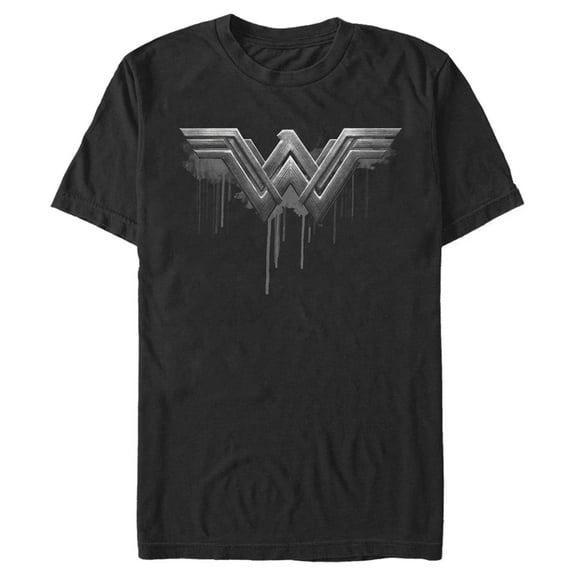 Men's Zack Snyder Justice League Wonder Woman Silver Logo  Graphic Tee Black 3X Large