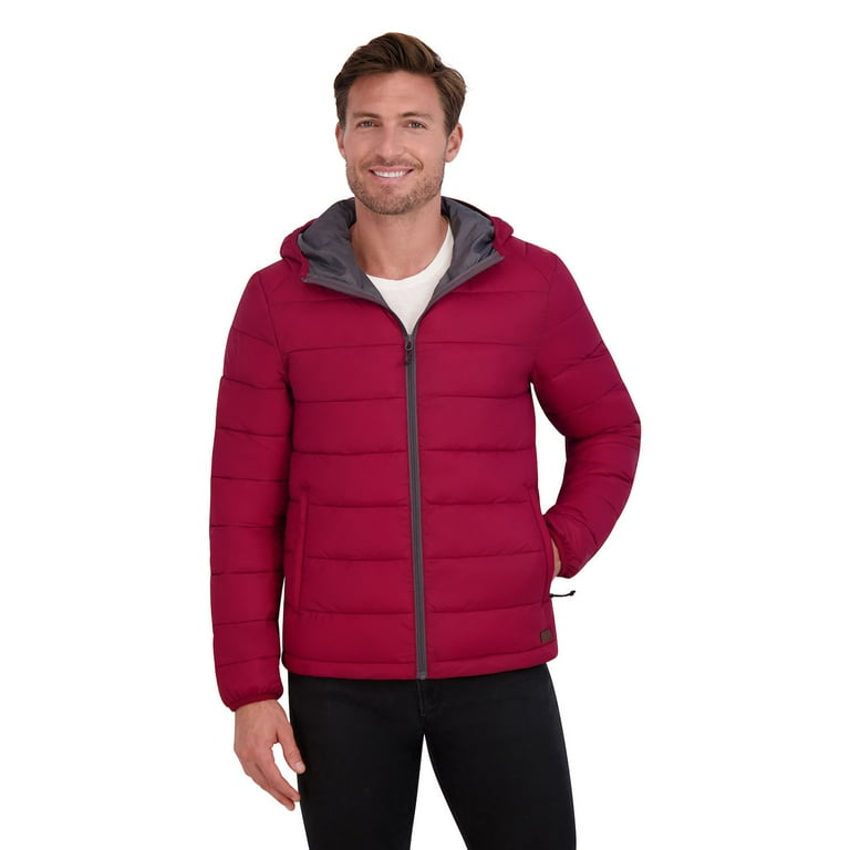 Men s ZeroXposur Cruise Midweight Hooded Puffer Jacket Color Cranberry Size XL Walmart