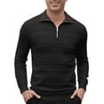 thumbnail image 1 of Men's Zip-Collar Stretch Cotton-Blend Thermal Pullover, Modern Fall/Winter Streetwear Layering Top, 1 of 8