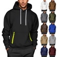 thumbnail image 1 of Men's Zip Up Hoodie with Arm Pocket, Casual Cardigan Style Sweatshirt, Large Size Fleece Jacket for Streetwear, Christmas Gift, Fall Winter Comfort and Travel,Royal Blue,2XL, 1 of 5