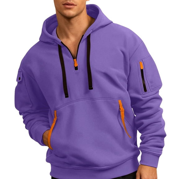 Men's Zip Up Hoodie Pullover Jacket Lightweight Athletic Outdoor Casual Wear Comfortable Soft Fabric With Pockets Oversized Pullover Long Sleeve Crewneck Casual Tops