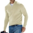 thumbnail image 1 of Men's Zip Sweater Casual Mock Neck Pullover Ribbed Knit Polo Sweater, 1 of 5