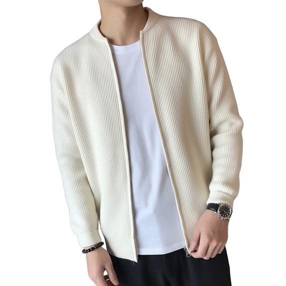 Men's Zip Up Cardigan Sweater Slim Fit Casual Full Zipper Sweaters Color XXL
