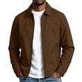 thumbnail image 1 of Men's Zip Up Casual Jacket Lapel Collar Fully Lined Long Sleeve Coat with Pockets Spring Fall Outfits Daily Outerwear, 1 of 6