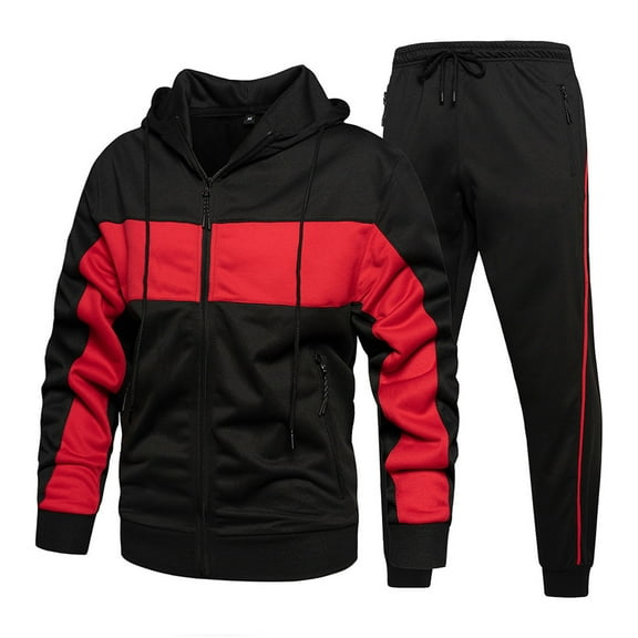 Men's Zip Up Colorblock Tracksuits Long Sleeve Hoodies Jacket & Sweatpants Athletic Jogging Suits with Pockets