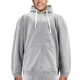 thumbnail image 1 of Men's Zip Up Drawstring Fleece Lined Athletic Sport Fitness Gym Sweater Hoodie (Grey, 6XL), 1 of 1