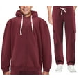 thumbnail image 1 of Men's Zip Up Fleece Sports Gym Athletic Jogging Track Sweat Suit 2 Piece Set (Burgundy, 6XL), 1 of 6