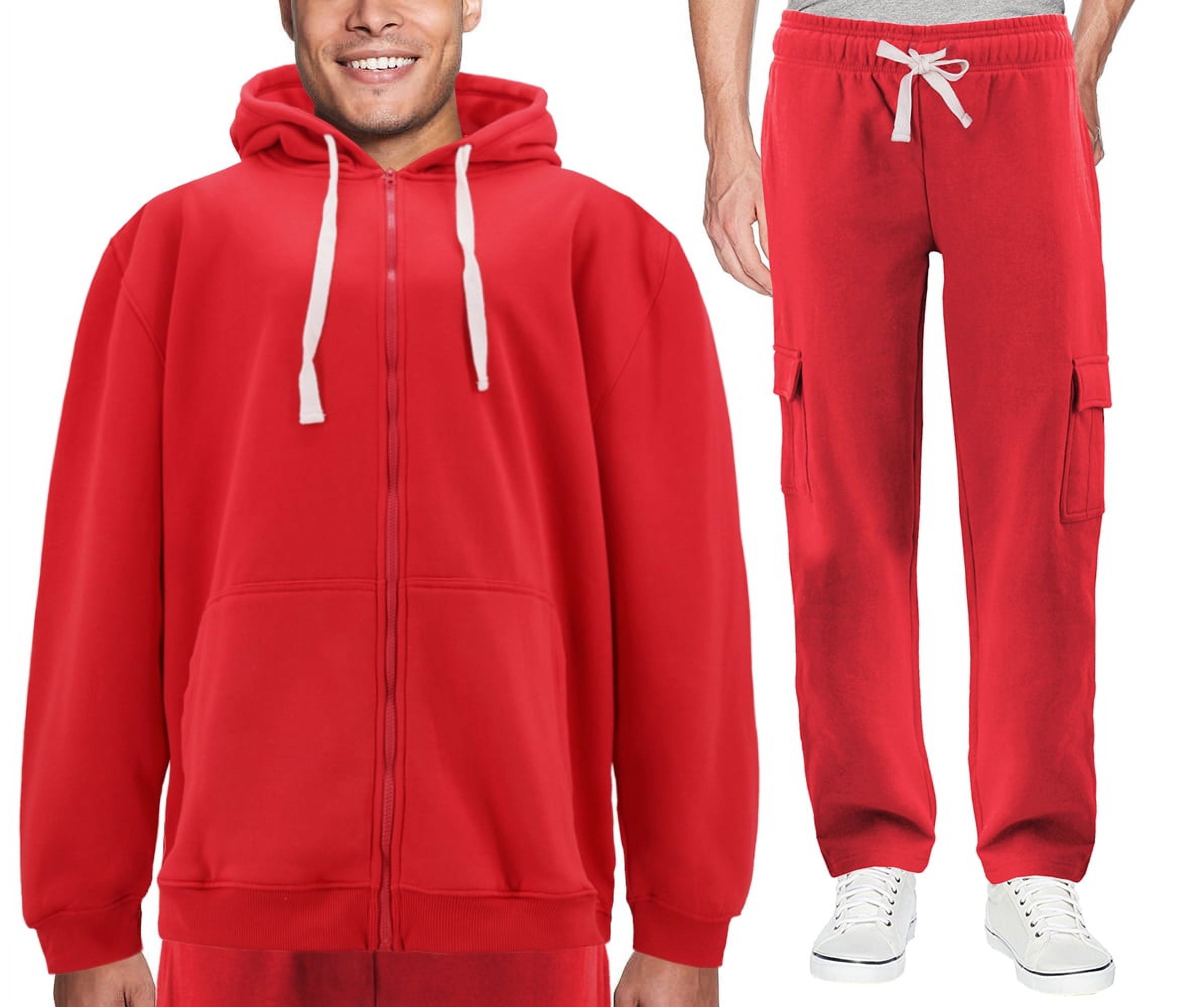 Men's Zip Up Fleece Sports Gym Athletic Jogging Track Sweat Suit 2 Piece  Set (Orange, 5XL) 