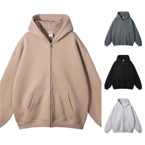 Men's Zip-Up Hooded Sweatshirt Full Long Sleeve Casual Jacket