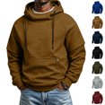 thumbnail image 1 of Men's Zip Up Hoodie Heavyweight Winter Sweatshirt Turtleneck Drawstring Hooded Sweatshirt Double Layer Sleeve Pocket Pullover Loungewear Top., 1 of 5