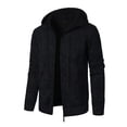 thumbnail image 1 of Men's Zip Up Hoodie Knit Cardigan Long Sleeve Sweater Jacket with Pockets Casual Sherpa Fleece Lined for Winter, 1 of 4