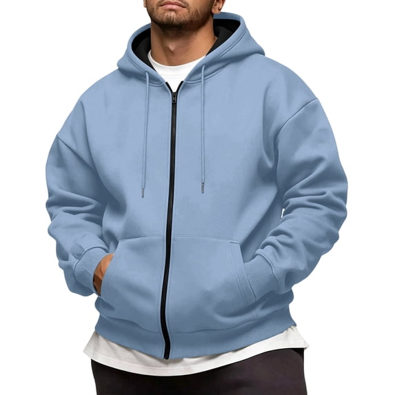Men's Zip Up Hoodie Oversized Loose Fit Full Zip Sweatshirt Jacket,2XL