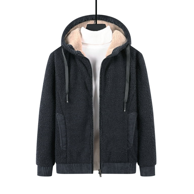 Winter Coats For Men with Hood Fleece Lined Zipper Graphic Coat