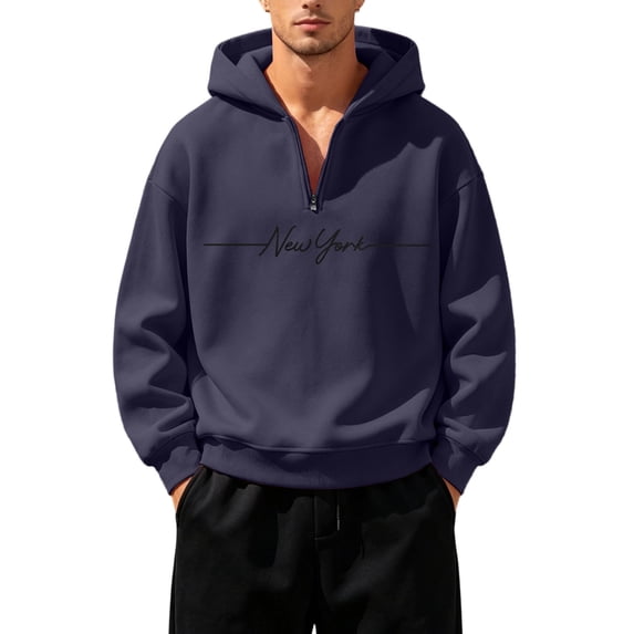 Men's Zip Up Hoodie Solid Color Long Sleeved Sweatshirt with Front Pockets Casual Basic Pullover