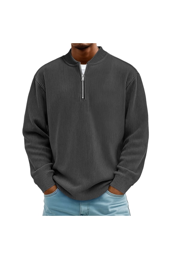 Men's Zip-Up Hoodie Sweatirt Henry Collar Polyester Fabric Spring Autumn Casual Sle Outerwear Trendy Long Sve Streetwear