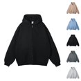 thumbnail image 1 of Men's Zip Up Hoodie Sweatshirt with Pocket Long Sleeve Crewneck Loose Fit Full Zip Cardigan Top, 1 of 4
