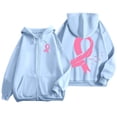 thumbnail image 1 of QHFBli Sweatshirt for Women Cancer Full Zip Hoodie Graphic Pink Ribbon Casual Sweatshirt Y2K Outerwear Hoodies with Pockets, 1 of 6