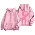 thumbnail image 1 of QHFBli Sweatshirt for Women Breast Cancer Full Zip Hoodie Graphic Pink Ribbon Casual Sweatshirt Y2K Outerwear Hoodies with Pockets, 1 of 6