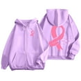 thumbnail image 1 of QHFBli Sweatshirt for Women Breast Cancer Full Zip Hoodie Graphic Pink Ribbon Casual Sweatshirt Y2K Outerwear Hoodies with Pockets, 1 of 6