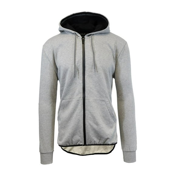 Men's Zip Up Hoodie with Scalloped Bottom