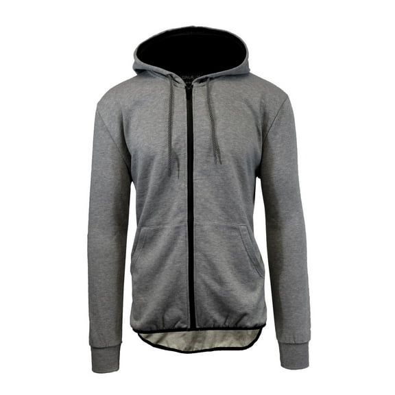 Men's Zip Up Hoodie with Scalloped Bottom