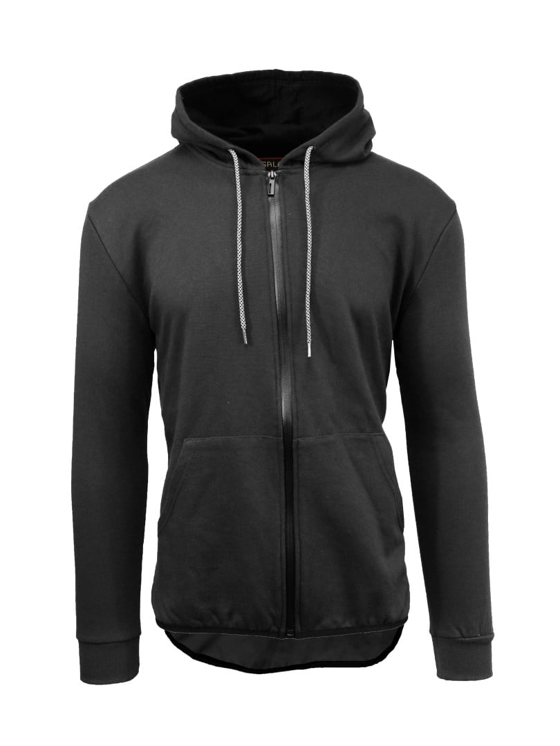 Men's Zip Up Hoodie with Scalloped Bottom