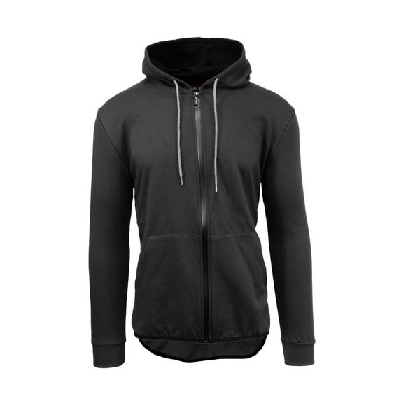 Men's Zip Up Hoodie with Scalloped Bottom