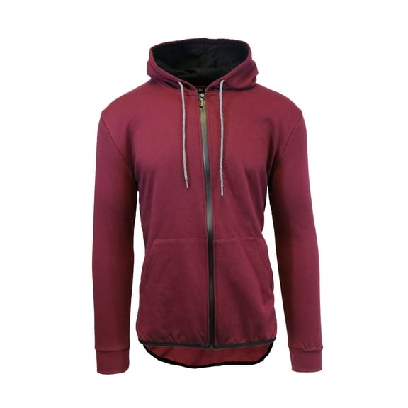 Men's Zip Up Hoodie with Scalloped Bottom