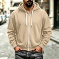 thumbnail image 1 of Men's Zip Up Hoodies Adjustable Drawstring Solid Hooded Jacket Fall Winter Lightweight Causal Athletic Jacket, 2XL, 1 of 4