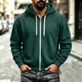 thumbnail image 1 of Men's Zip Up Hoodies Adjustable Drawstring Solid Hooded Jacket Fall Winter Lightweight Causal Athletic Jacket, M, 1 of 5
