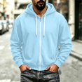 thumbnail image 1 of Men's Zip Up Hoodies Adjustable Drawstring Solid Hooded Jacket Fall Winter Lightweight Causal Athletic Jacket, M, 1 of 5