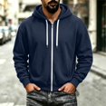 thumbnail image 1 of Men's Zip Up Hoodies Adjustable Drawstring Solid Hooded Jacket Fall Winter Lightweight Causal Athletic Jacket, S, 1 of 5