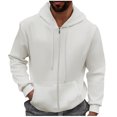 thumbnail image 1 of Men's Zip Up Hoodies Waffle Long Sleeve Hooded Jackets for Men Fall Solid Color Pockets Coats with Hood (White XL), 1 of 6