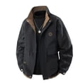 thumbnail image 1 of Men's Zip Up Jacket Lightweight Stand Collar Utility Windproof Coat with Pockets Casual Commuter Workwear Outerwear for Fall Spring, 1 of 3