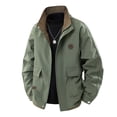 thumbnail image 1 of Men's Zip Up Jacket Lightweight Stand Collar Utility Windproof Coat with Pockets Casual Commuter Workwear Outerwear for Fall Spring, 1 of 3