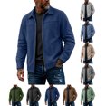 thumbnail image 1 of Men's Zip-Up Jacket with Collar Solid Color Lightweight Long Sleeve Workwear & Casual Jacket for Fall Winter, 1 of 7