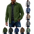 thumbnail image 1 of Men's Zip-Up Jacket with Collar Solid Color Lightweight Long Sleeve Workwear & Casual Jacket for Fall Winter, 1 of 7