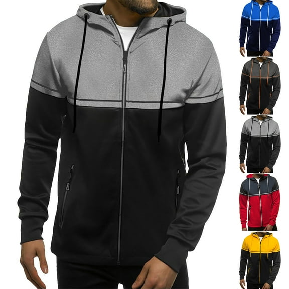 Men's Zip Up Jackets Sweatshirt Hooded Winter Coat - Sports Outerwear for Fall Fashion Clothes, Outdoor Adventures, and Holiday Seasons,Red,3XL