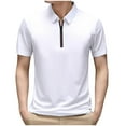 thumbnail image 1 of Men's Zip-Up Polo Shirt Short Sleeve Moisture Wicking Outdoor Golf Shirt Collar Sports Tennis Polo Shirt, 1 of 4