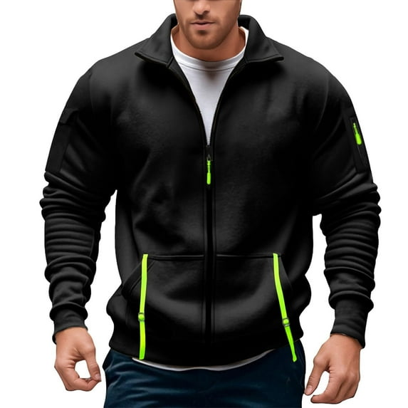 Men's Zip Up Pullover Jacket Lightweight Athletic Top For Gym Running Workout Casual Streetwear