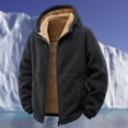 thumbnail image 1 of Men's Zip Up Sherpa Lined Hoodies Thick Fleece Heavyweight Jacket Windproof Thermal Zipper Sweatshirt Black L, 1 of 4